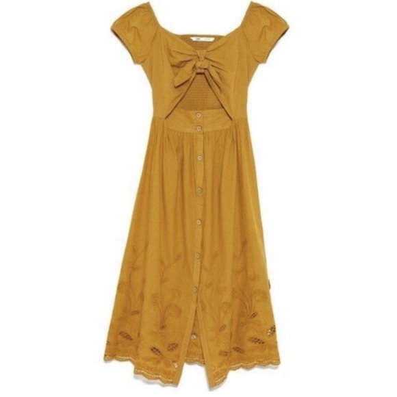 ZARA Mustard Yellow Tie-Front Dress - Picture 8 of 8